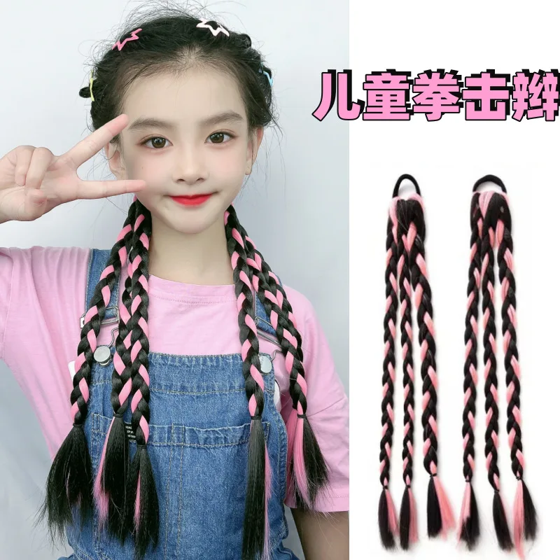 Короткое видео: Детский парик с розовыми краями оплетка боксера и двойной