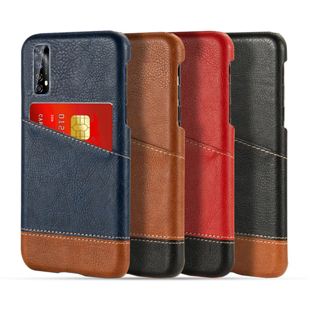 

Luxury Case For Realme 7 RMX2155 Case Mixed Splice PU Leather Credit Card Holder Cover for OPPO Realme 7 Realme7 RMX2151 Funda