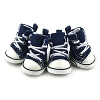 4pcs denim dog shoes breathable pet dogs canvas shoes teddy boot skidproof outdoor casual canvas puppy sneakers pet products