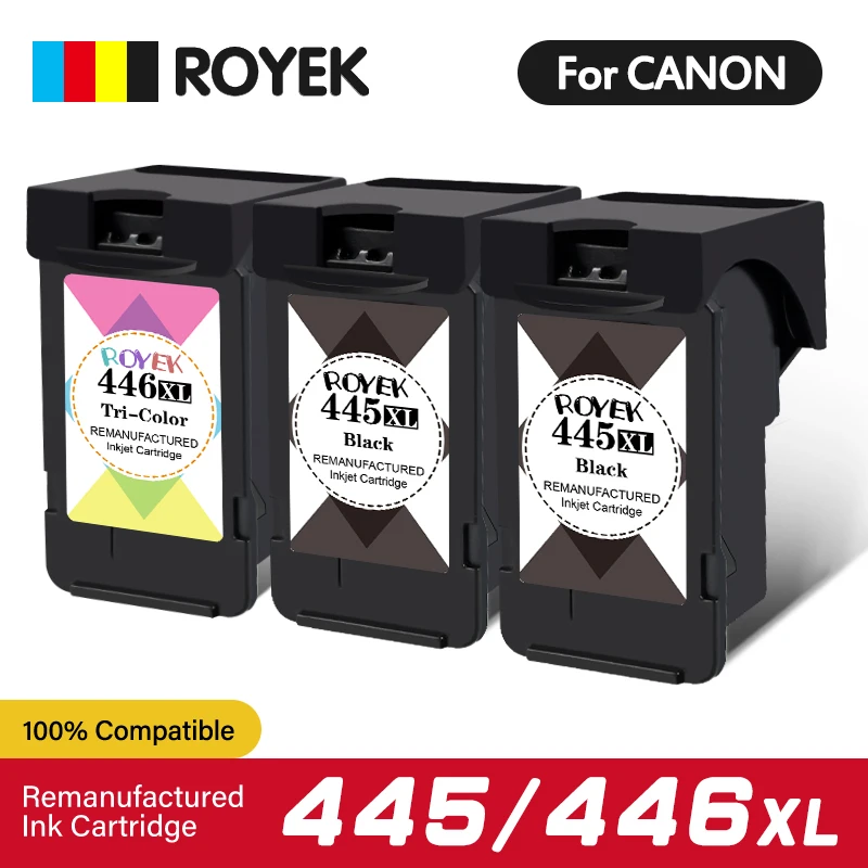 Чернильный картридж ROYEK PG445 CL446 XL PG 445 446 совместимый с принтером Canon Pixma MX494 MG2440 MG2540