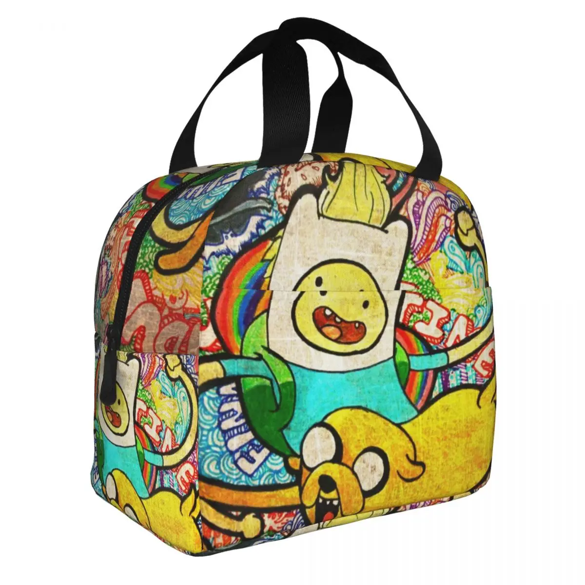 Finn (Adventure Time) Lunch Bento Bags Portable Aluminum Foil thickened Thermal Cloth Lunch Bag for Women Men Boy