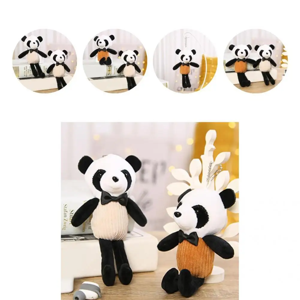 

Elastic Adorable Long-leg Striped Bow Tie Panda Doll Keychain Birthday Gifts