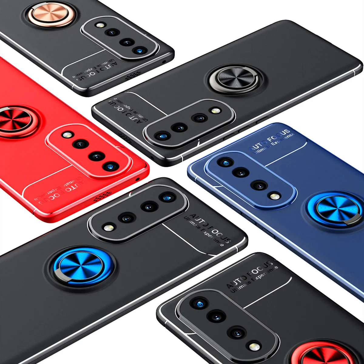 For Honor 70 Case For Honor 70 Pro Cover Silicone Metal Finger Ring Stand Shockproof Bumper For Honor 70 Pro Plus