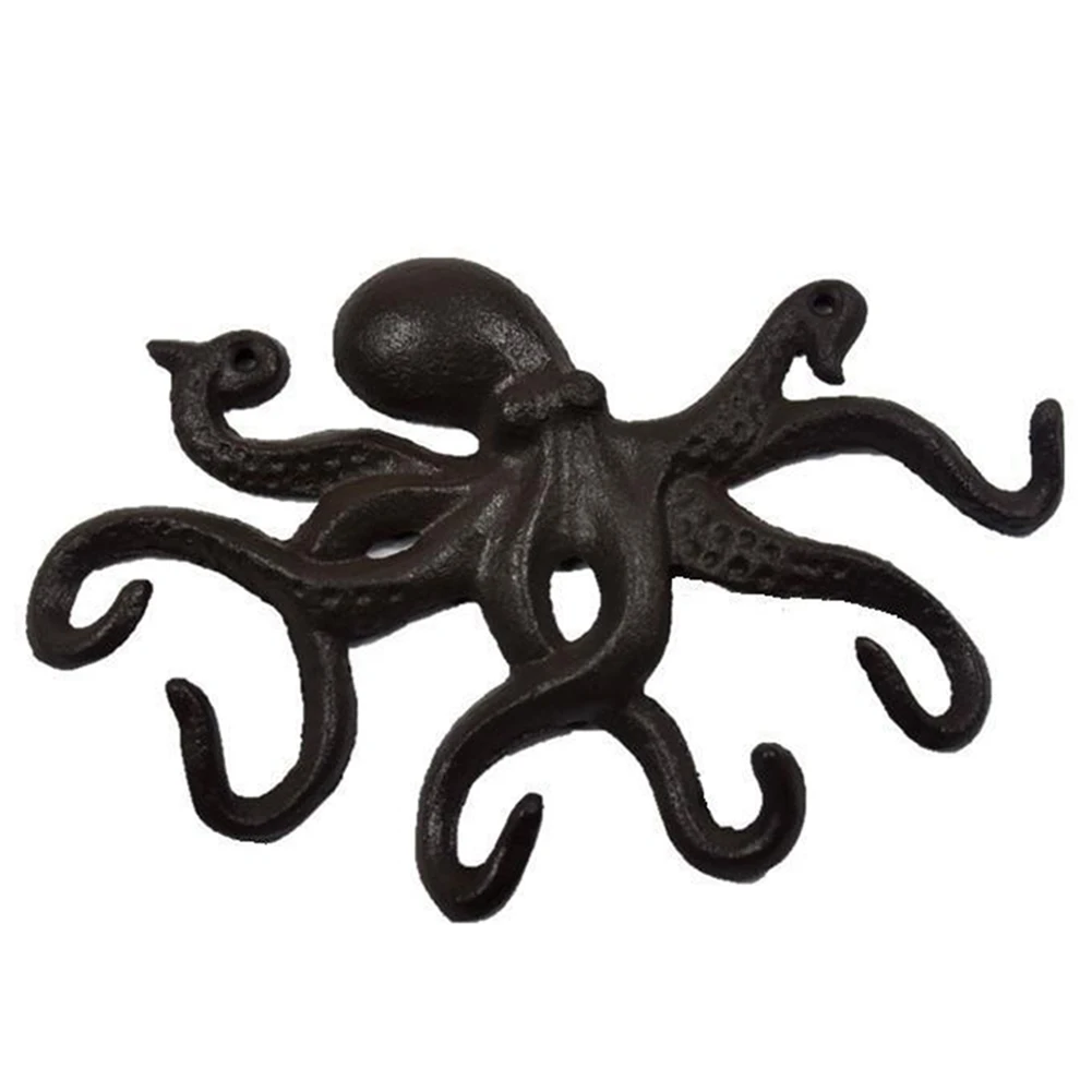 

Cast Iron Holder Wall Mounted Room Key Hook Antique Storage Home Hanger Bag Hat Octopus Shape Hanging Decorative