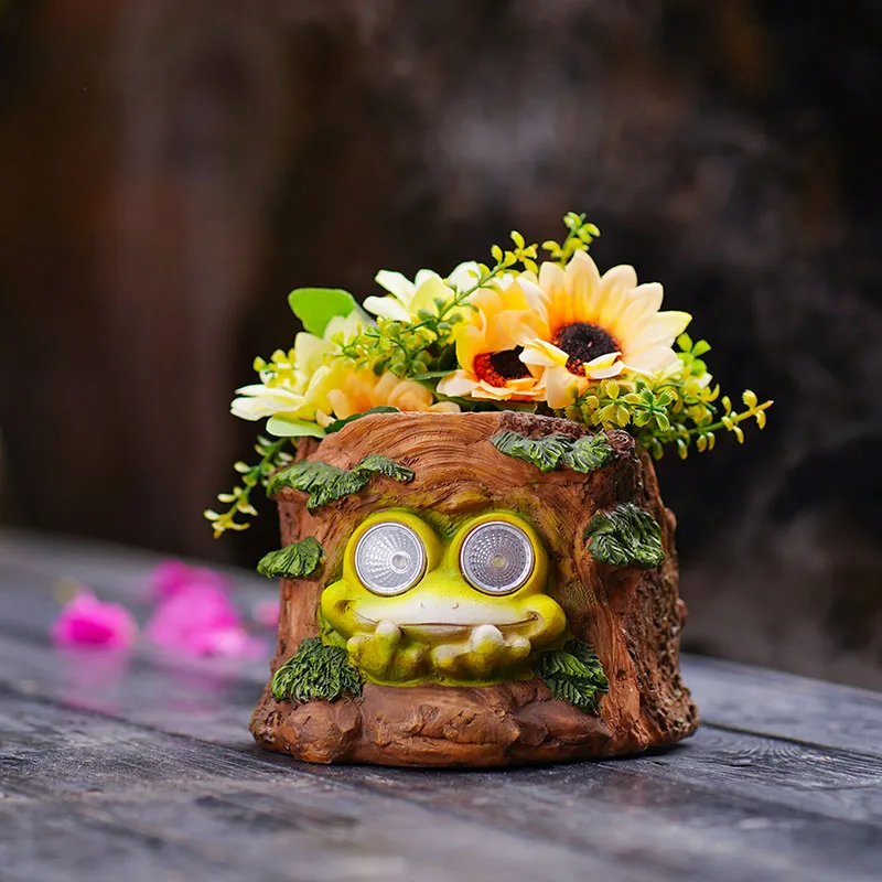 

Каучуковый цветочный горшок с лягушкой, уличное украшение на солнечной батарее, статуэтка с лампочками для сада, миниатюрные предметы для ж...