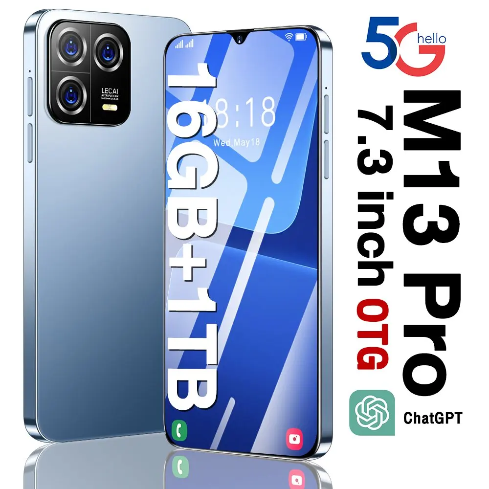 

Brand New M13 Pro Smartphone Android 7.3 Inch HD Full Screen 16GB+1TB Mobile Phones Global Version 5G Dual SIM Card Cell Phone