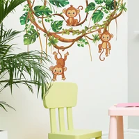 cartoon forest monkey self adhesive wall stickers home decoration wall decor home accessories wallpaper