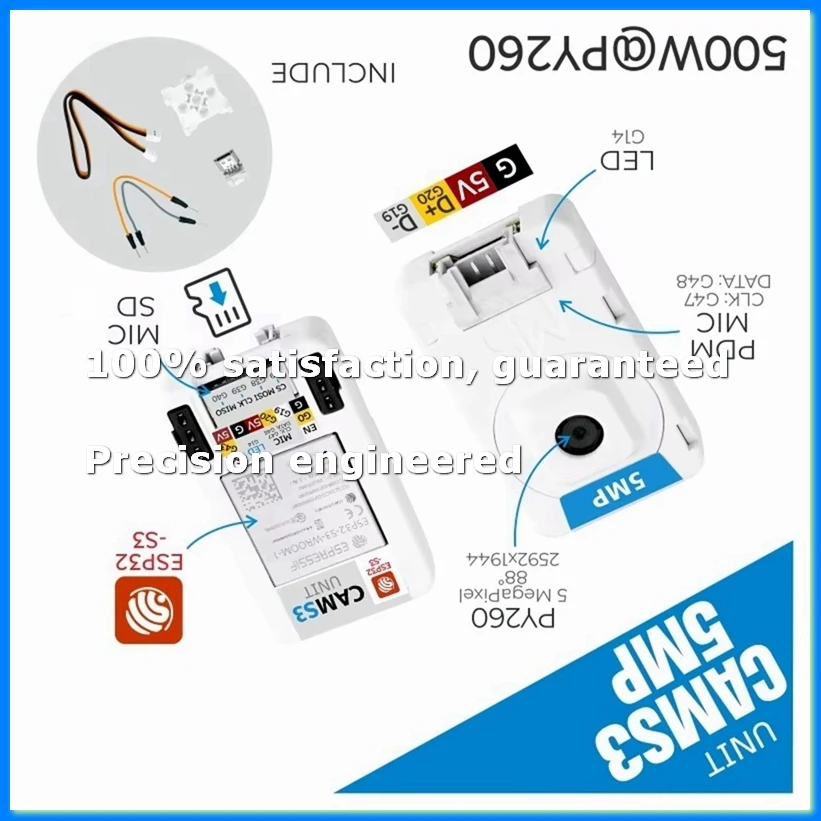 Фото Камера Wi-Fi CamS3 5 МП на базе ESP32S3 (PY260) 88 °   Встроенный микрофон PDM DFOV-ABWO №1