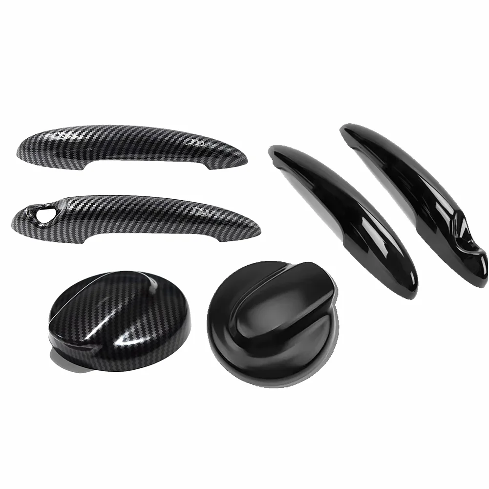 Фото Для MINI Cooper S R50 R53 R55 R56 R58 R59: накладки на боковые зеркала, ручки дверей и крышка топливного бака в глянцевом черном карбоновом исполнении №5