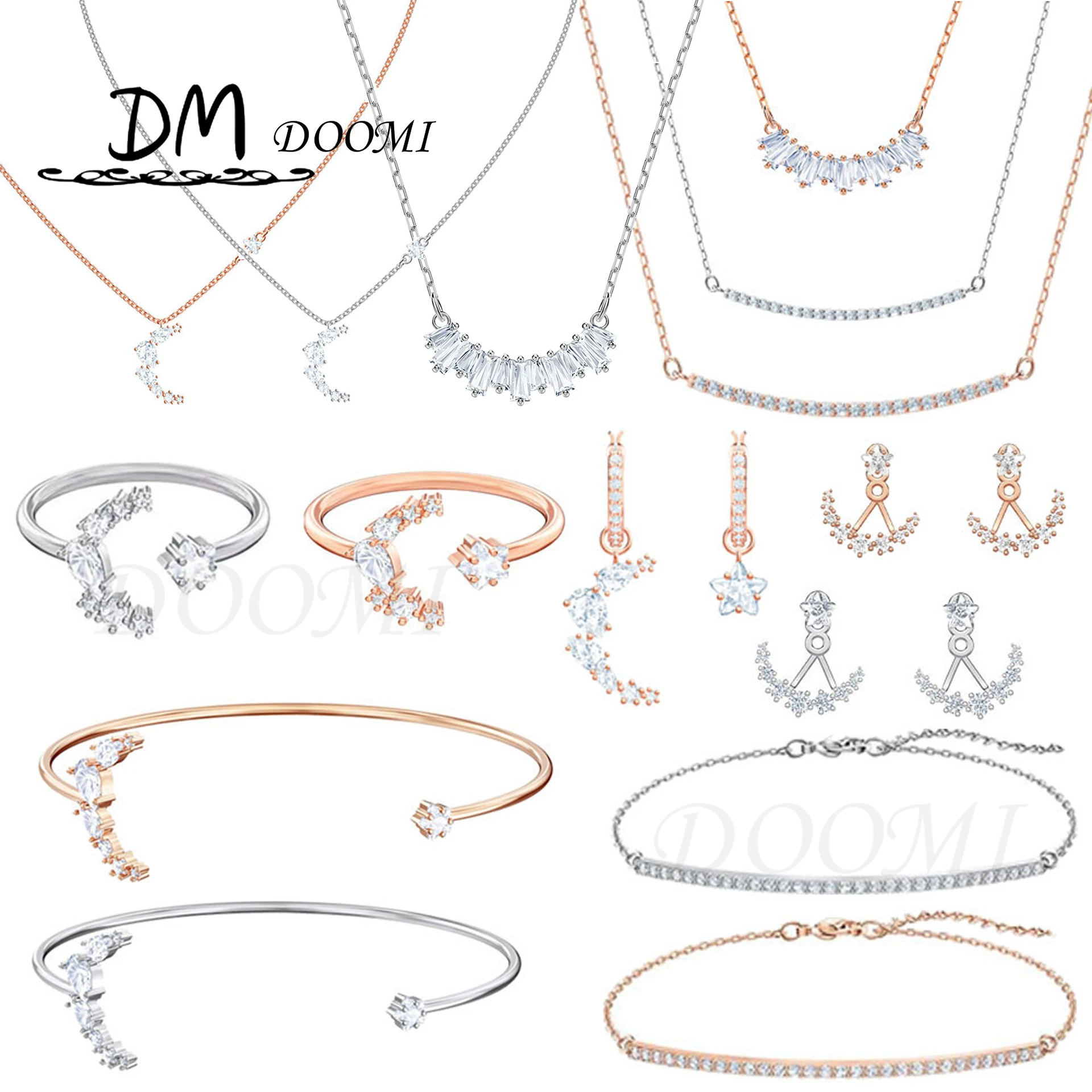 

SWA Fashion High Jewelry Beautiful Smile Collection Women's Necklace Earrings Bracelet Ring Set Best Gifts for Girls