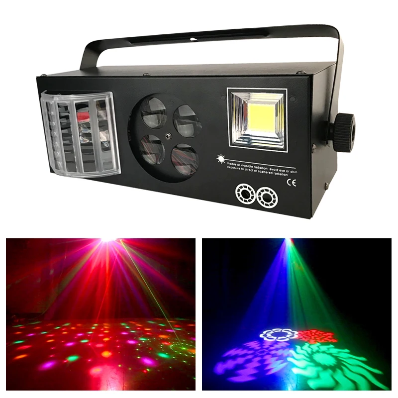 Hot Sale 4 In 1 Mixed Effect Sound Activated RGBW LED Pattern Lights Strobe Lamp Beam Projector Light for DJ Club Wedding