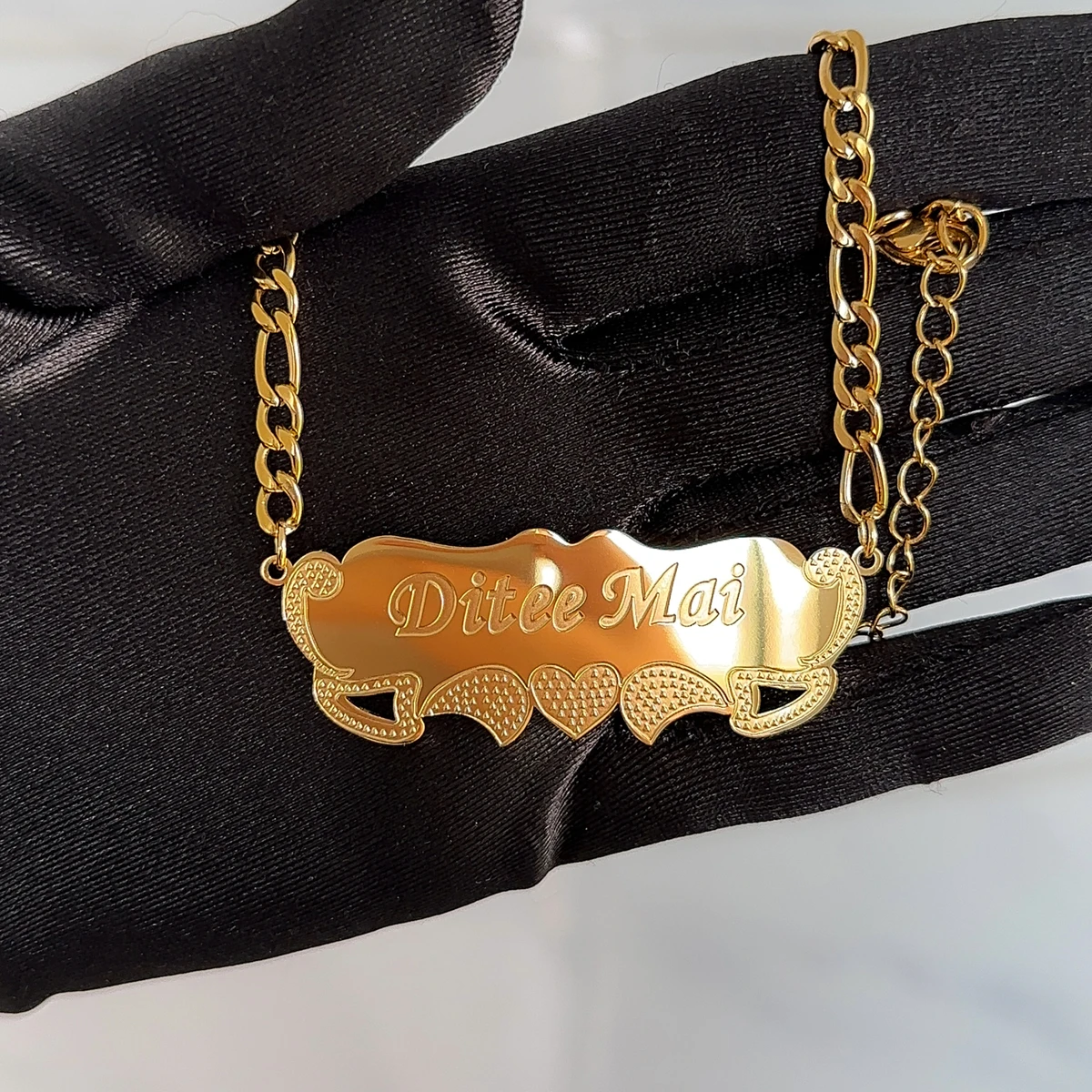 3D именное ожерелье на заказ новое из 18-каратного золота с именной табличкой