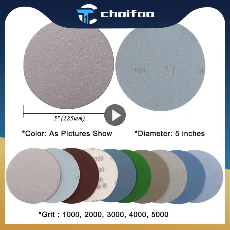 

5 Colors Sand Paper Easy To Use Multicolor Water Abrasive Paper Preferred Material Uniform Size Tool 5 Inch Sanding Paper Set