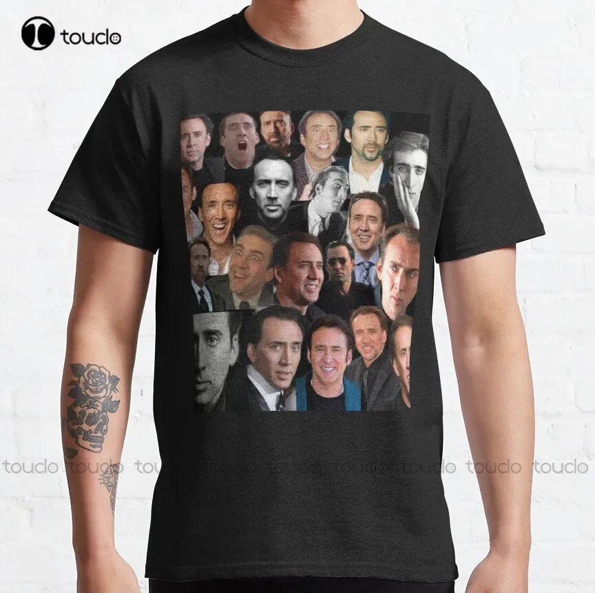 

Nicolas Cage Colllage Classic T-Shirt Work Shirt Custom Aldult Teen Unisex Digital Printing Tee Shirts Fashion Tshirt Summer New