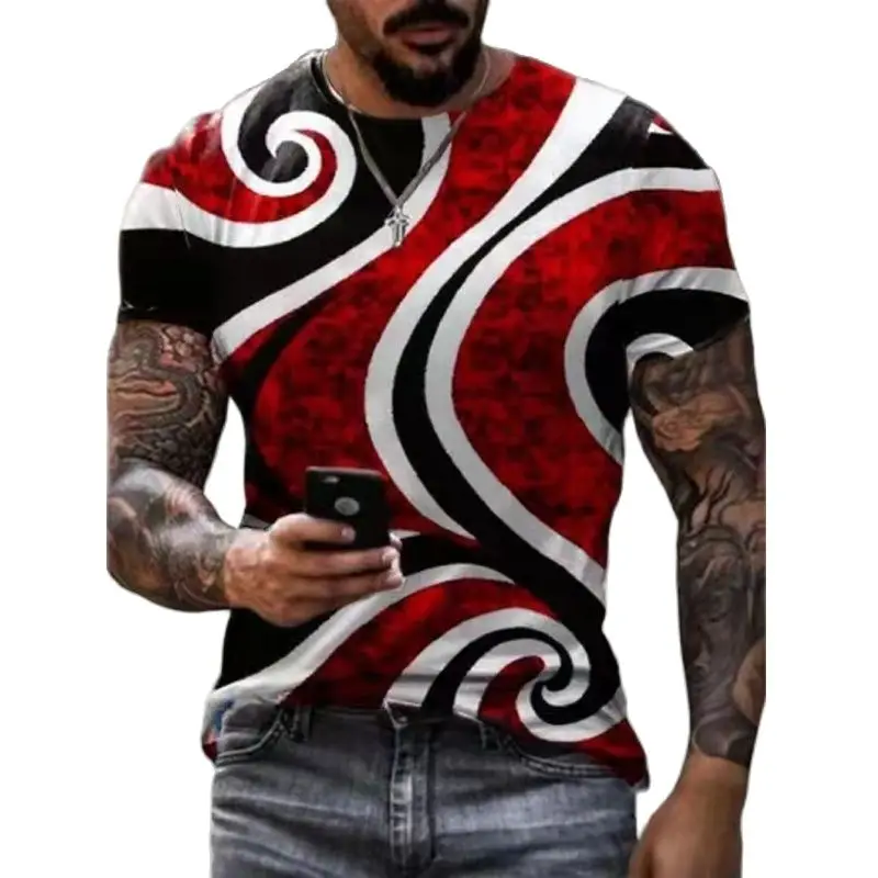 

New T-shirt Men's street style round neck short sleeve T-shirt Geometric pattern men's casual T-shirt