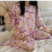 women pajamas 2 pieces long sleeve sleepwear kawaii print pyjama set sailor bear lolita loungewear korean roomwear nightgown
