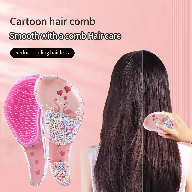 

Hair Comb Women Scalp Massage Brush Flamingo Hairdressing TT Cute Cartoon Print Wet Curly Detangle Brush Hairstyles Tool