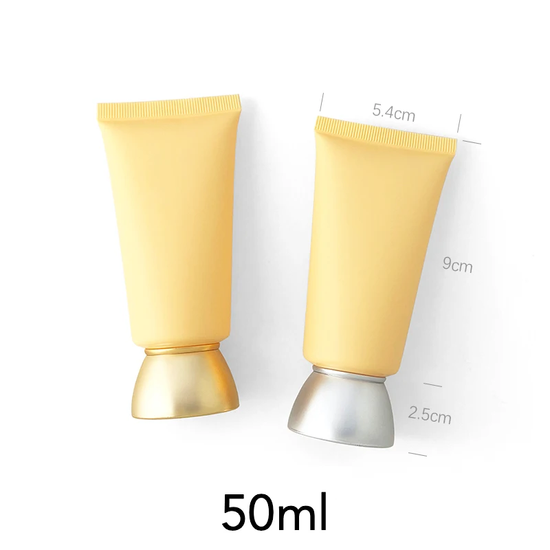 

50g Matte Yellow Plastic Squeeze Tube 50ml Refillable Cosmetic Container Makeup Cream Lotion Frosted Soft Bottle Empty 30pcs