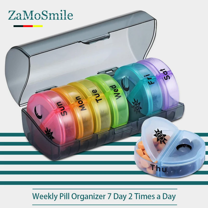 

Weekly Pill Organizer 7 Day 2 Times a Day, Sukuos Large Daily Pill Cases for Pills Vitamin Fish Oil Supplements Pill Box