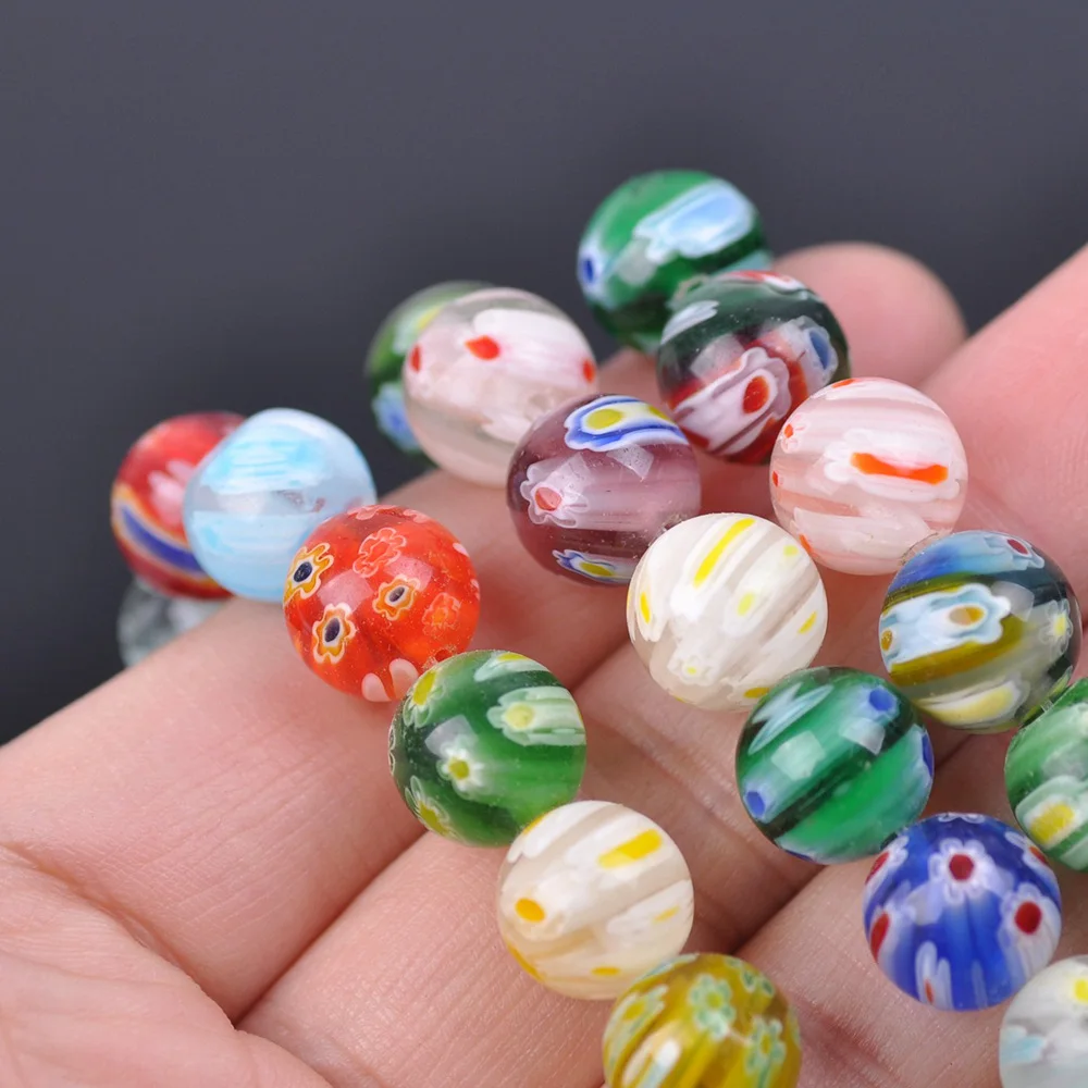 Круглые стеклянные бусины миллефиори 8 мм 10 12 14 |