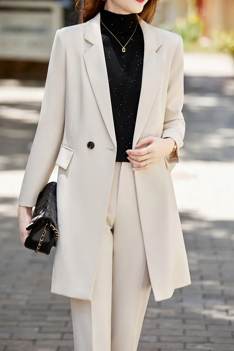High end office professional women's two-piece suit long women's business casual commuting set (jacket+pants)
