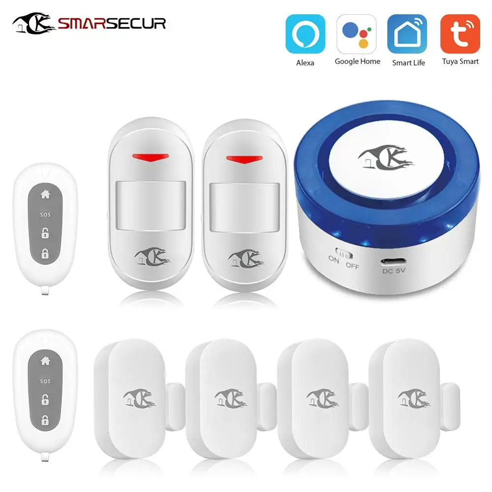 

SMARSECUR Home wifi Security alarm siren WiFi Intruder Burglar System Smart Life Tuya