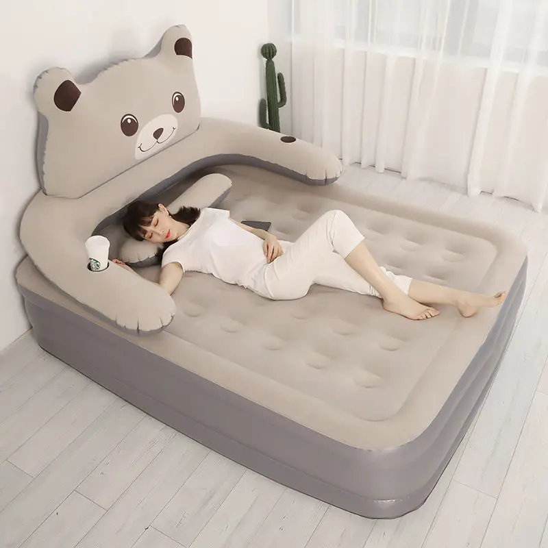 

2022Inflatable mattress heightening domestic double automatic cartoon bed portable single thickened outdoor air cushion bed