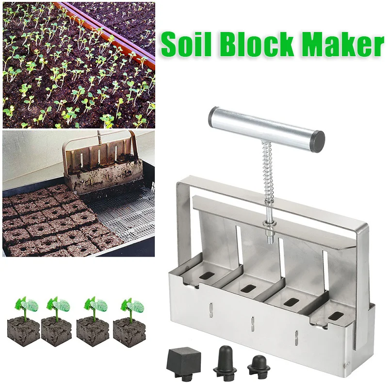 Handheld Seedling Soil Block Maker Soil Blocker 2-Inch Soils Blocking Tool With Dibble Professional For Garden Soil Block Maker