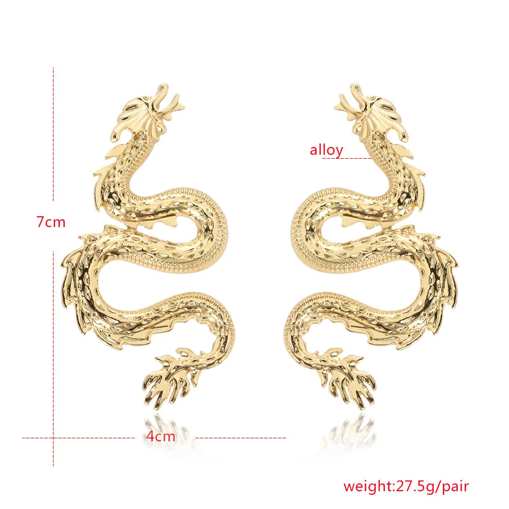 2023 New Hot Selling Jewelry Exaggerated Personality Gothic Style Cool Dripping Oil Dragon Cilp Earrings Earrings Manufacturer