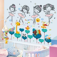 animals wall stickers decor diy cartoon girl dancer mural decals for kids rooms baby bedroom children nursery home decoration