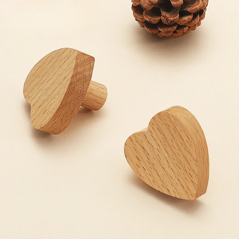 Деревянные ручки в форме сердца для шкафа милый домашний декор ручка из массива