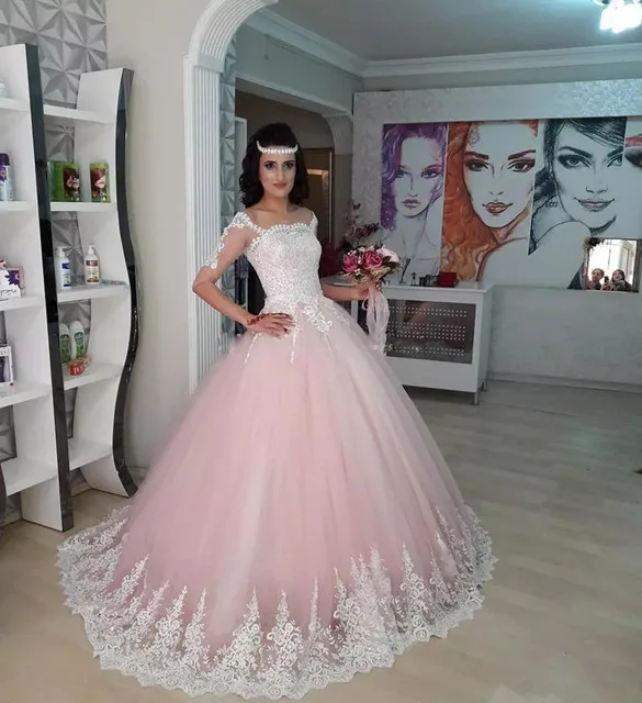 

Party Dress vestidos de 15 años Ball Gown Quinceanera Dresses Charming Appliques High Neck Court Train Vestido Debutante 15 Anos