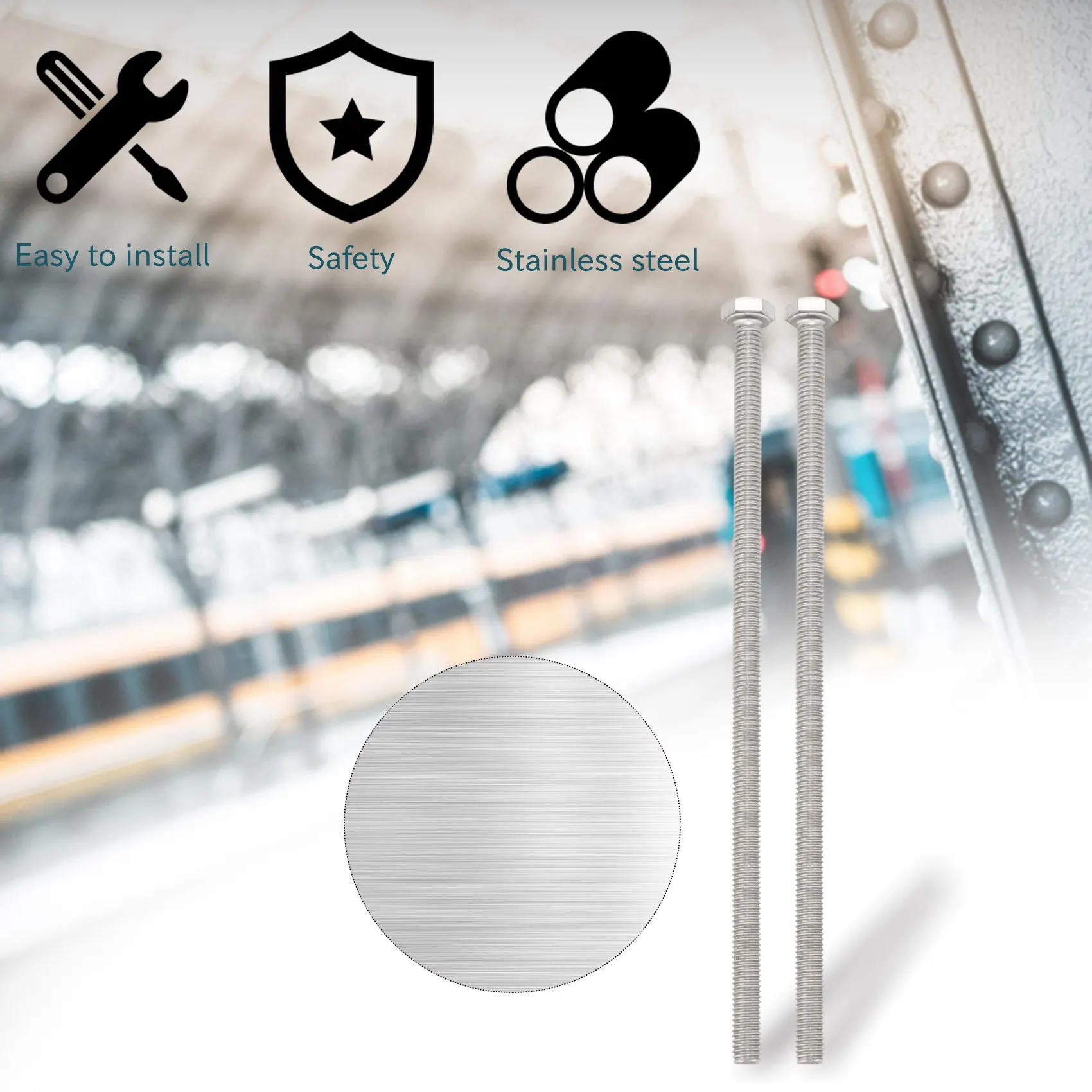 M6 x 150 мм полностью Резьбовая Шестигранная деталь из нержавеющей стали 4 шт.