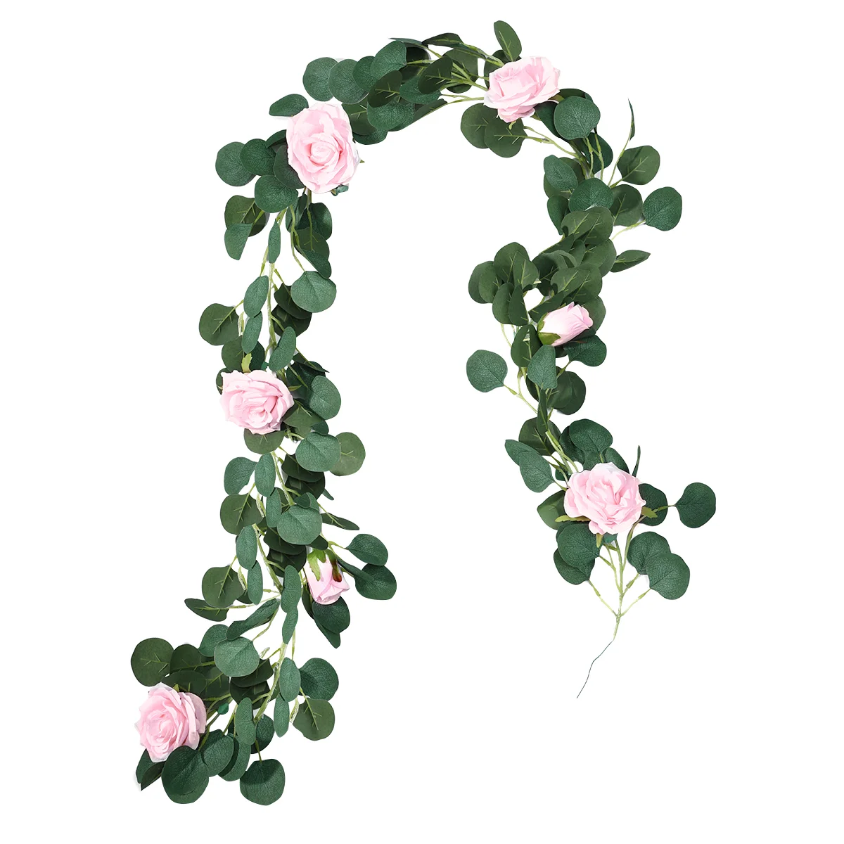 

Partykindom 2pcs Artificial Eucalyptus Garland Cloth Leaves Roses Garland Greenery Wedding Decoration