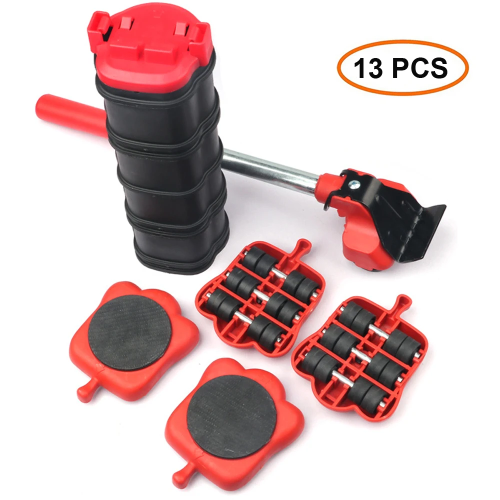 

New Heavy Duty Furniture Lifter Transport Tool Furniture Mover set 4 Sliders 1 Wheel Bar for Lifting Moving Furniture Helper