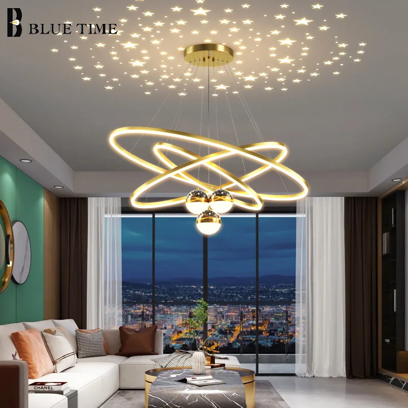 

New LED Chandelier Home Creative Chandelier Lamp for Living Room Bedroom Dining Room Kitchen Indoor Black&Gold Lighting Fixtures
