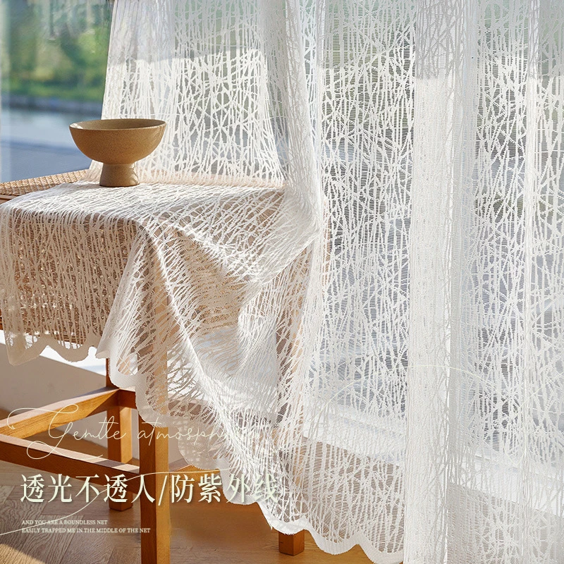 

Модные занавески для гостиной, спальни, домашний декор, французские минималистичные Романтические элегантные прозрачные оконные экраны в белую клетку