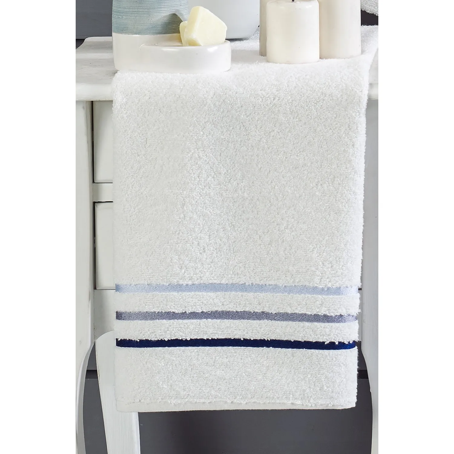 Özenev Hooded 2 Piece Family Bath Robe Set Cotton Striped Groined Soft Luxury Navy Blue Spacious Comfortable A Comfortable Posture