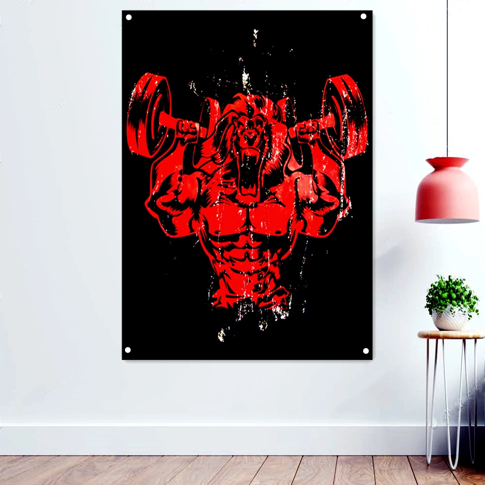 

Плакат с мотивацией Лев и чудовище для занятий спортом, фитнесом, мотивацией, цитатами, настенные художественные картины, обои для упражнен...