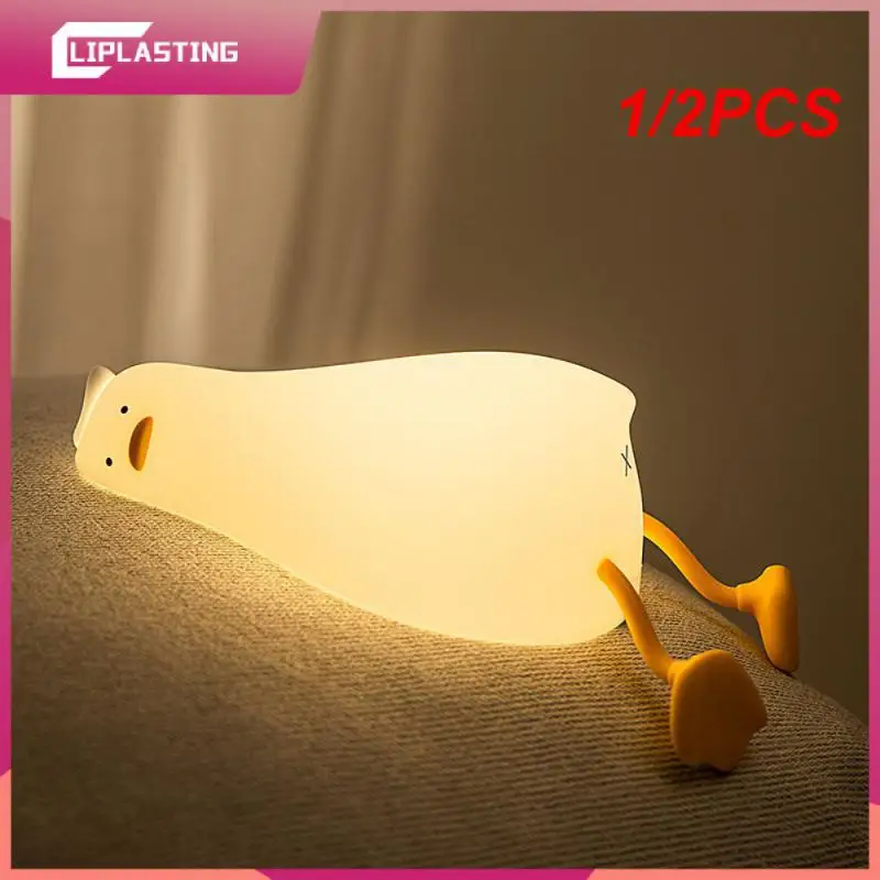 

1/2PCS Duck Nightlights Led Night Light Duckling Rechargeable Lamp USB Cartoon Silicone Children Kid Bedroom Decoration Birthday