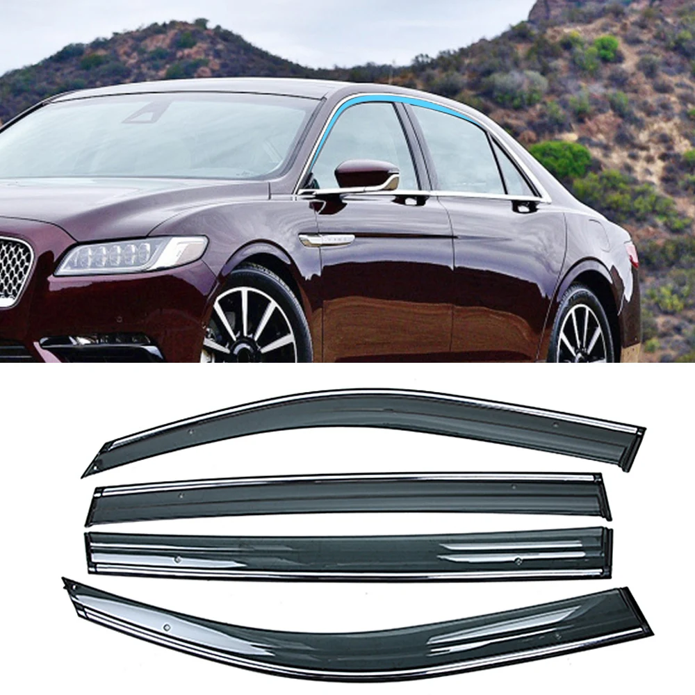 

For LINCOLN Continental 2017 2018 2019 Car Window Sun Rain Shade Visors Shield Shelter Protector Cover Trim Frame Sticker