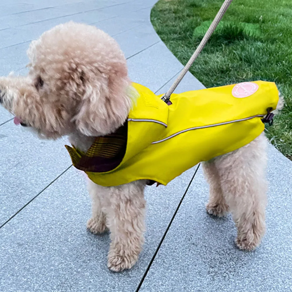 

Dog Raincoat Waterproof Summer Clothes with Harness Dog Clothing all weather hoodie reflective dog raincoat