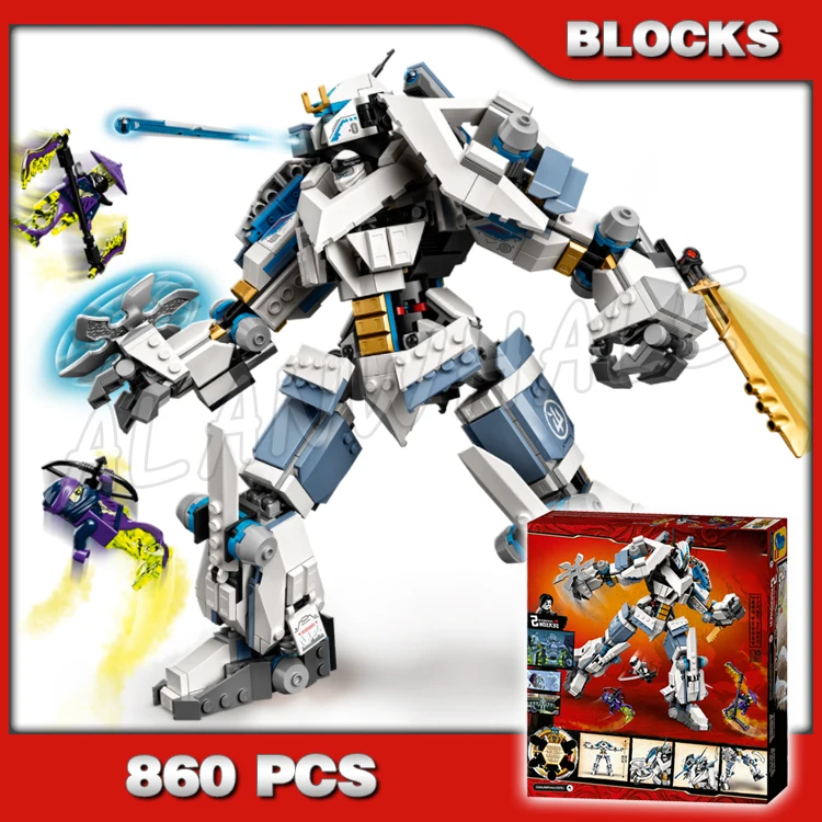 

860pcs Shinobi Legacy Zane's Titan Mech Battle Ghost Warriors Posable Legs Arms 11660 Building Block Sets Compatible With Model