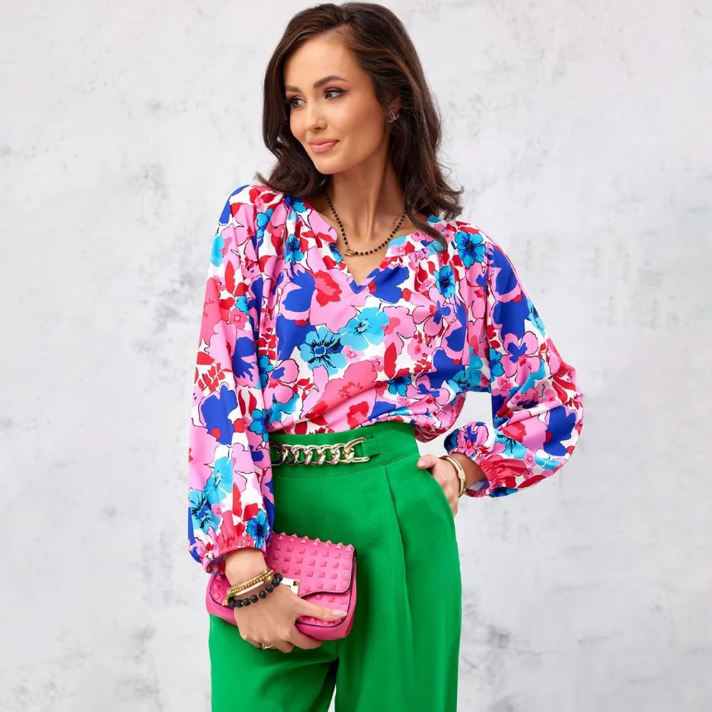 

Fashion Long Sleeve Floral Blouse Women Summer 2022 Casual Loose Elegant Top Femme Womens Blouses Or Tops For Woman Shirts