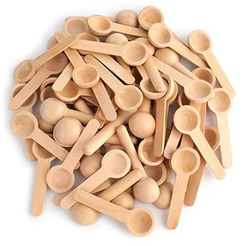 

100PCS Mini Wooden Spoon,Home Kitchen Cooking Spoon Small Bath Salt Spoon For Spice Jar Seasoning Condiment Honey Coffee
