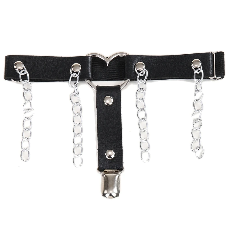 

Fashion PU Leather with Dangle Chain Decor Leg Clips Sexy Women Thigh Clips