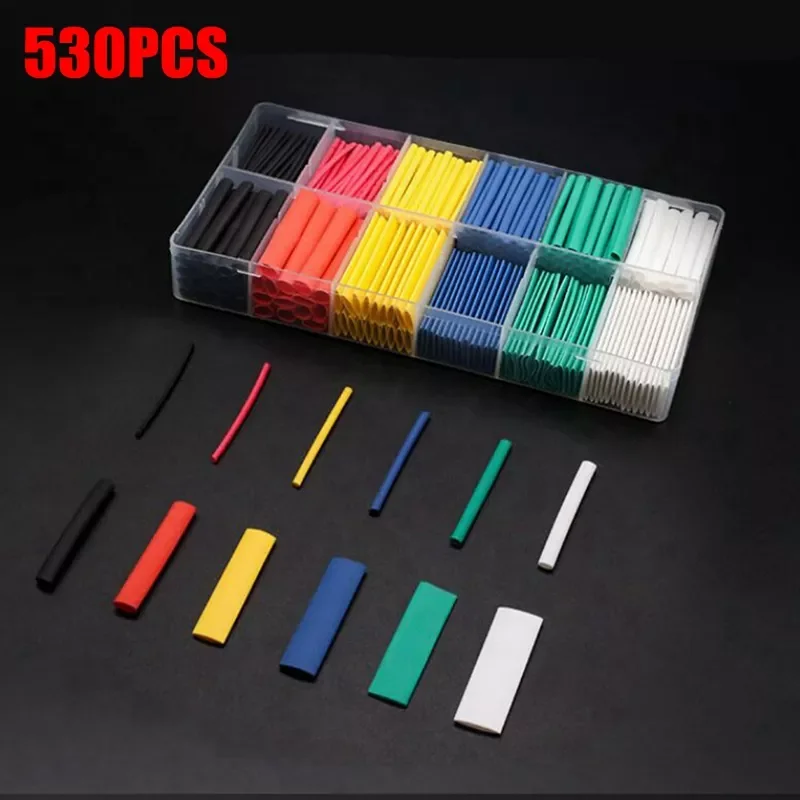 

NEW 530Pcs Thermoresistant Tube Heat Shrink Wrapping Kit Termoretractil Shrinking Tubing Assorted Wire Cable Insulation