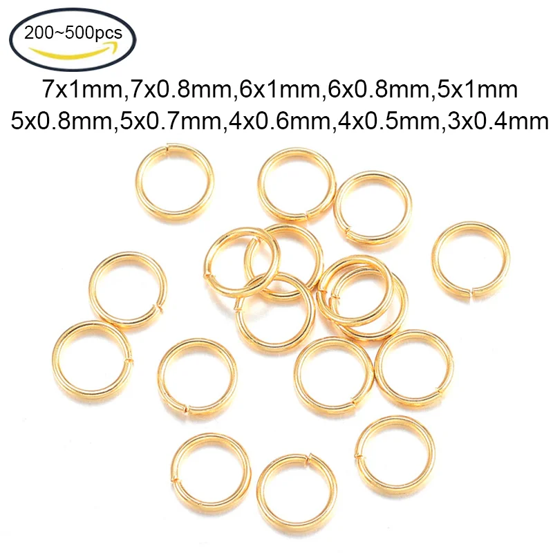

200~500 Pcs 304 Stainless Steel Jump Rings Open Jump Rings for DIY Necklace Earring Jewelry Crafts Making, Golden, Mixed Size