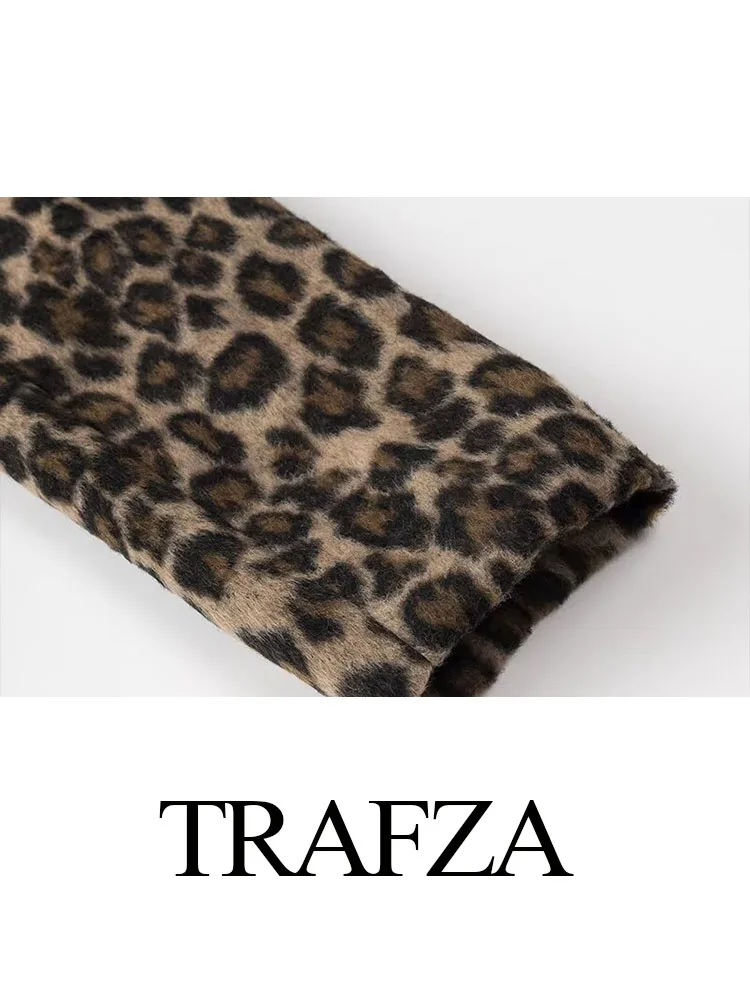 Женский леопардовый Блейзер TRAFZA винтажный пиджак с одной пряжкой воротником