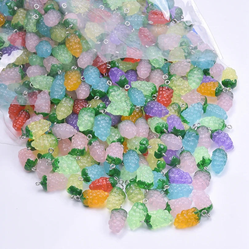 

10/20/30pcs Wholesale Resin Charms For Jewelry Making Bulk Fruit Grape Pendant Charm DIY Keychaine Earrings Accessories Breloque